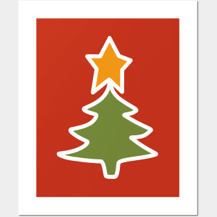 Minimal White Line Christmas Tree Posters and Art